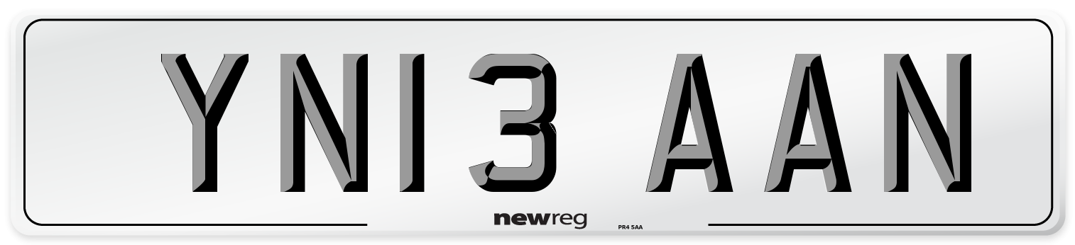 YN13 AAN Number Plate from New Reg
